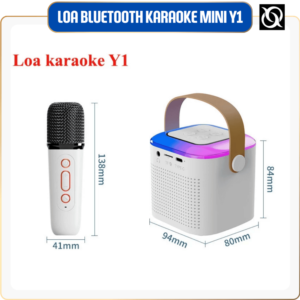 🎵 Loa Bluetooth Karaoke Mini Y1 – Âm Thanh Hay | Đèn LED Đổi Màu | Kết Nối Không Dây | Pin Trâu |