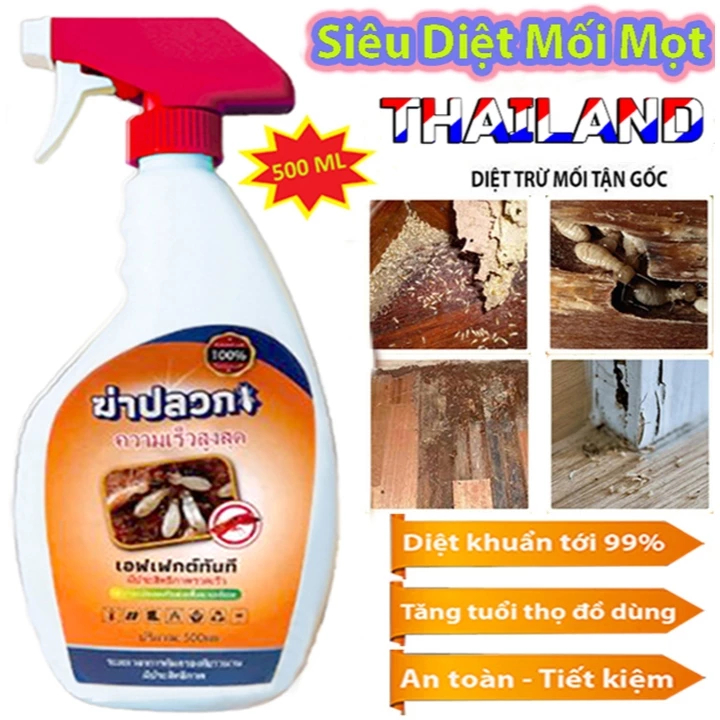 Chai Xịt Diệt Mối Mọt THÁI LAN GECKO 500ml, Diệt Mối Cửa Gỗ, Sàn Gỗ, Tủ Quần Áo, Tủ Bếp, Tường Trần Nhà