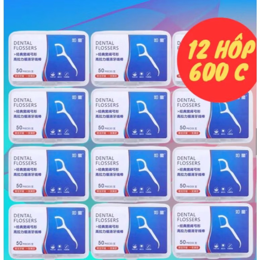 Giảm giá cực hot 60% Combo 12 Hộp 600 Chiếc Tăm Chỉ Nha Khoa 2 Đầu Sợi Chỉ Mảnh, Tăm Chỉ Nha Khoa Vệ Sinh Kẽ Răng