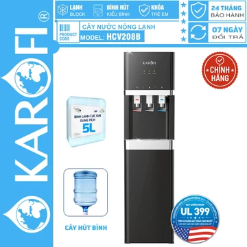 [CHÍNH HÃNG 100%] Cây nước nóng lạnh Karofi HCV208B, Cây Hút Bình, Làm Lạnh Block, Bảo Hành Chính hãng 24 Tháng Tại Nhà