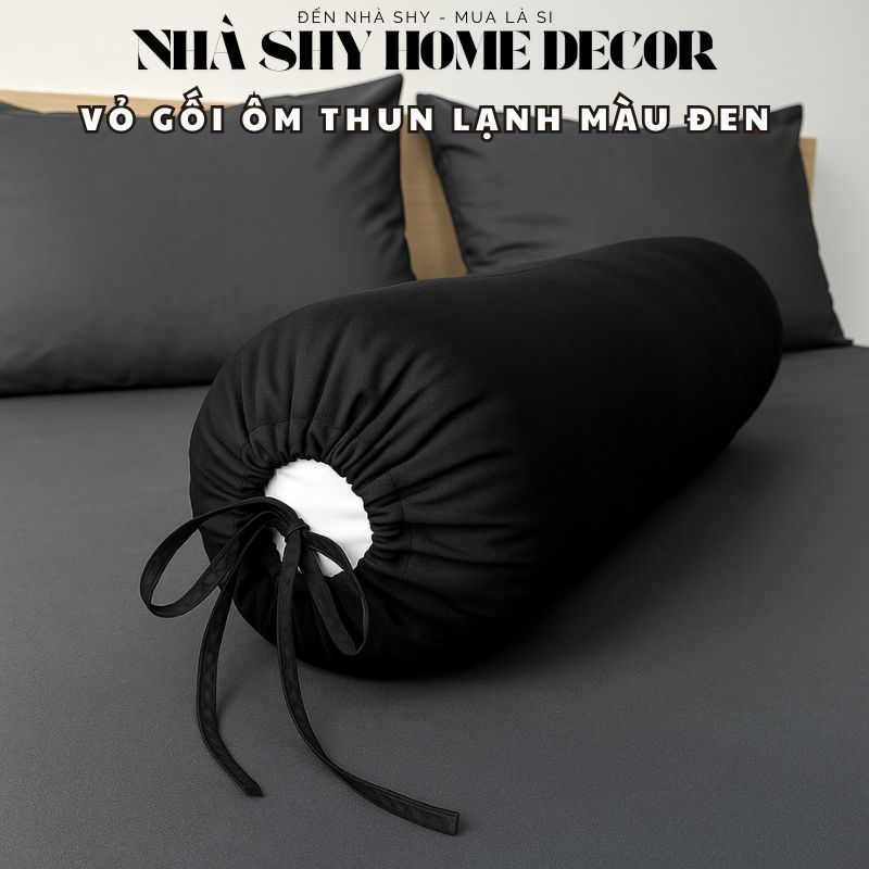 Vỏ Gối Ôm Chất Liệu Thun Hàn Quốc Trơn Màu Đen - Nhà Shy Home Decor