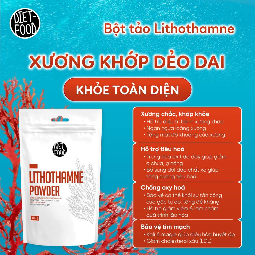 [9.2027] Bột tảo đỏ Lithothamne Diet Food red algae powder 100g