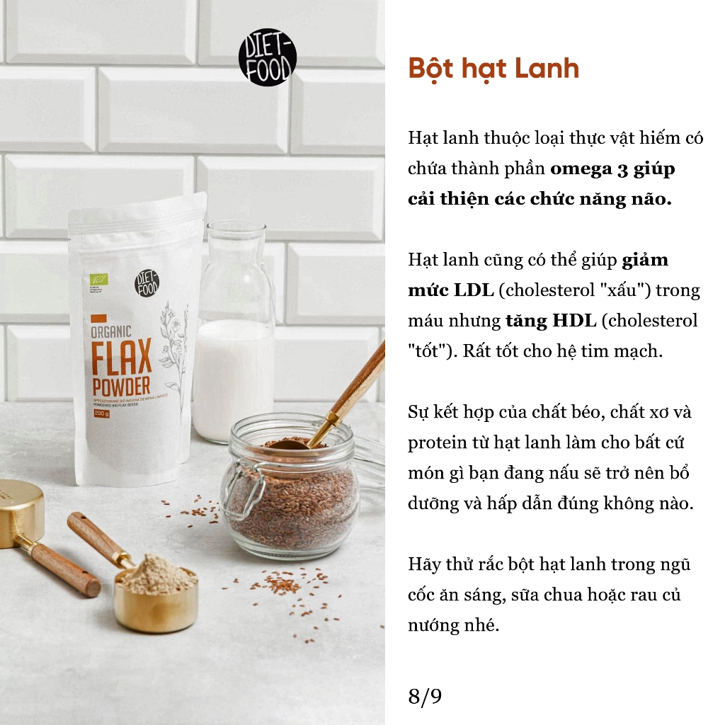 [2027] Bột Hạt Lanh Hữu Cơ Diet-food Organic Flax meal Powder 200g