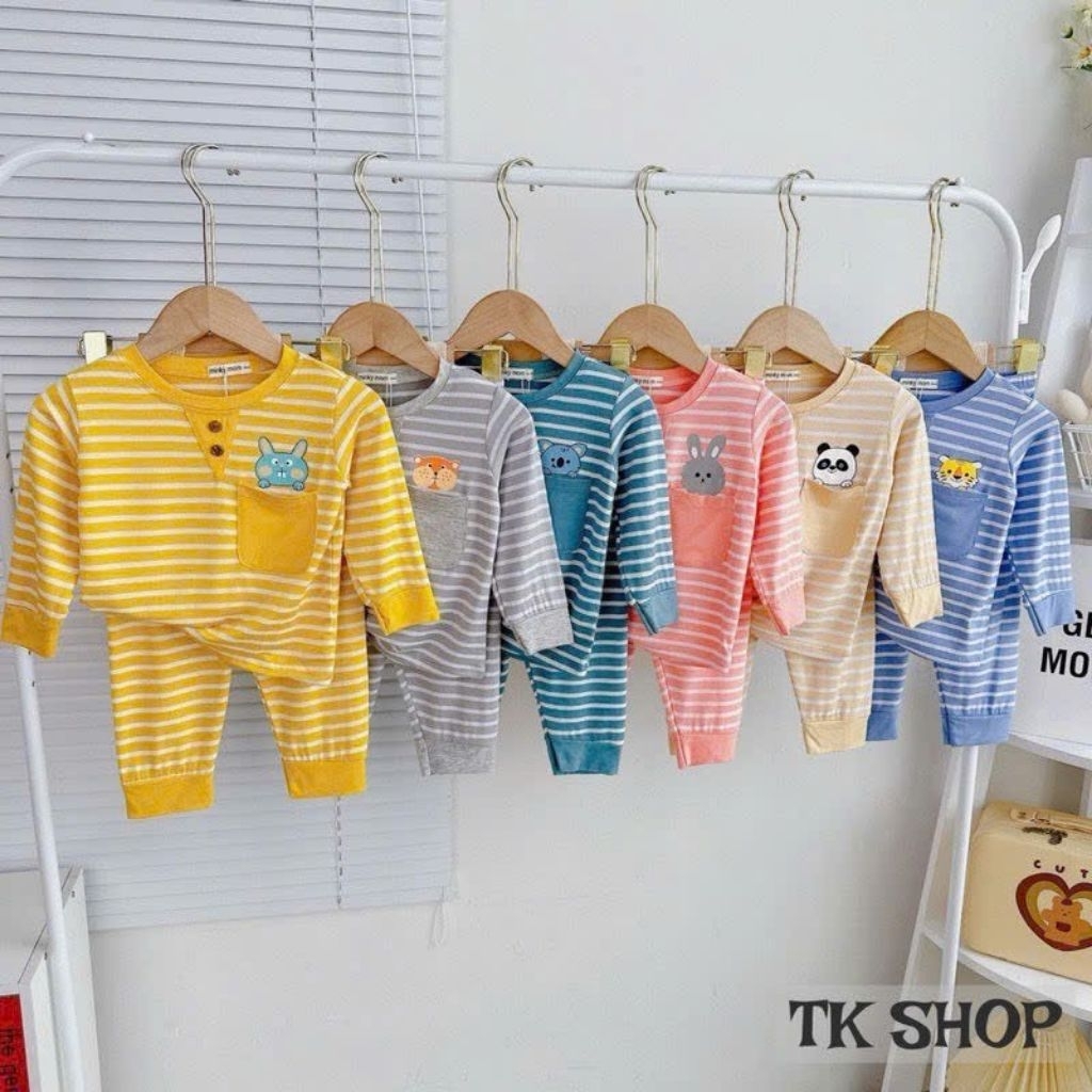 COMBO 3b thun lạnh dài tay cho bé có túi in hình, vải mềm mịn mát cho bé từ 6-24kg