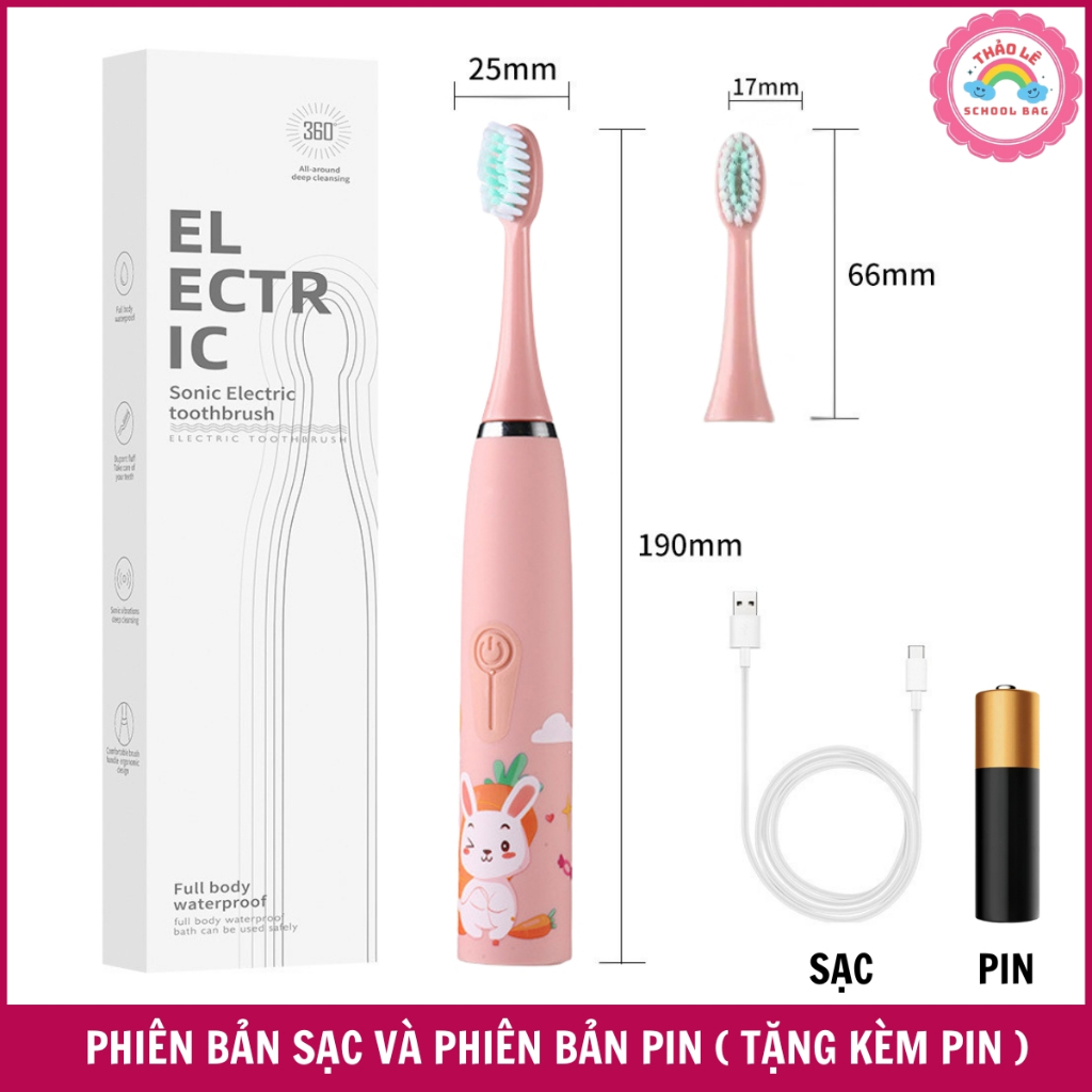Bàn chải điện đánh răng trẻ em , bàn chải đánh răng tự động 4 chế độ chăm sóc răng miệng cho bé trai bé gái TL2345