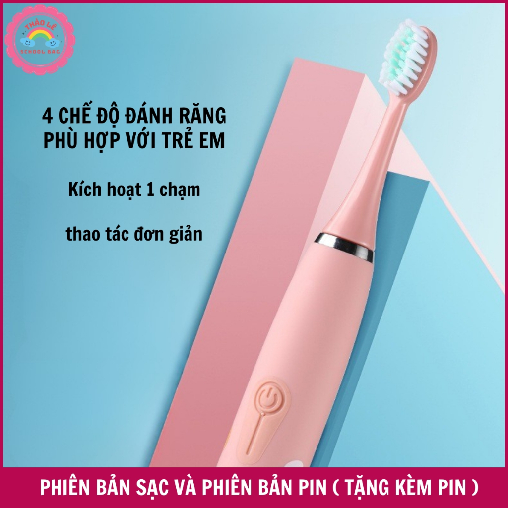 Bàn chải điện đánh răng trẻ em , bàn chải đánh răng tự động 4 chế độ chăm sóc răng miệng cho bé trai bé gái TL2345