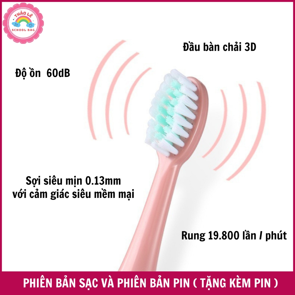 Bàn chải điện đánh răng trẻ em , bàn chải đánh răng tự động 4 chế độ chăm sóc răng miệng cho bé trai bé gái TL2345