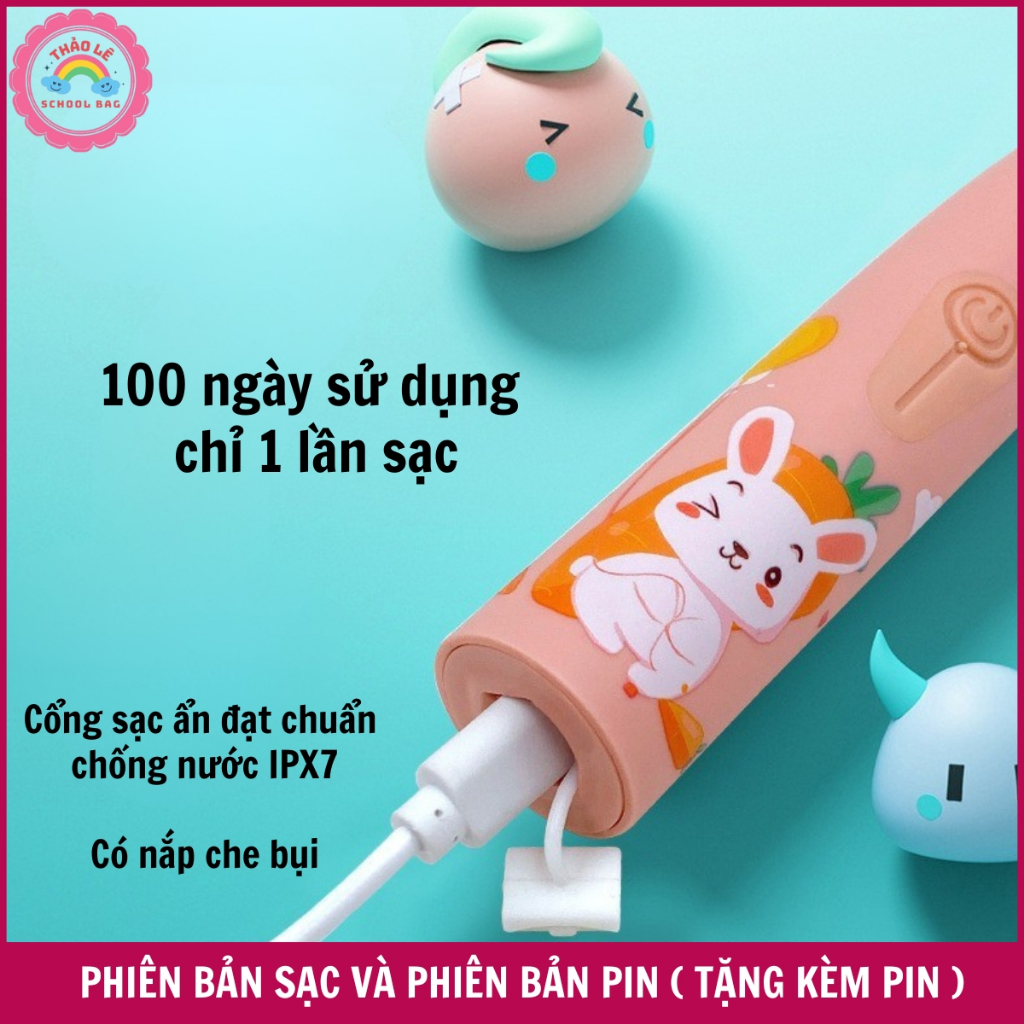 Bàn chải điện đánh răng trẻ em , bàn chải đánh răng tự động 4 chế độ chăm sóc răng miệng cho bé trai bé gái TL2345