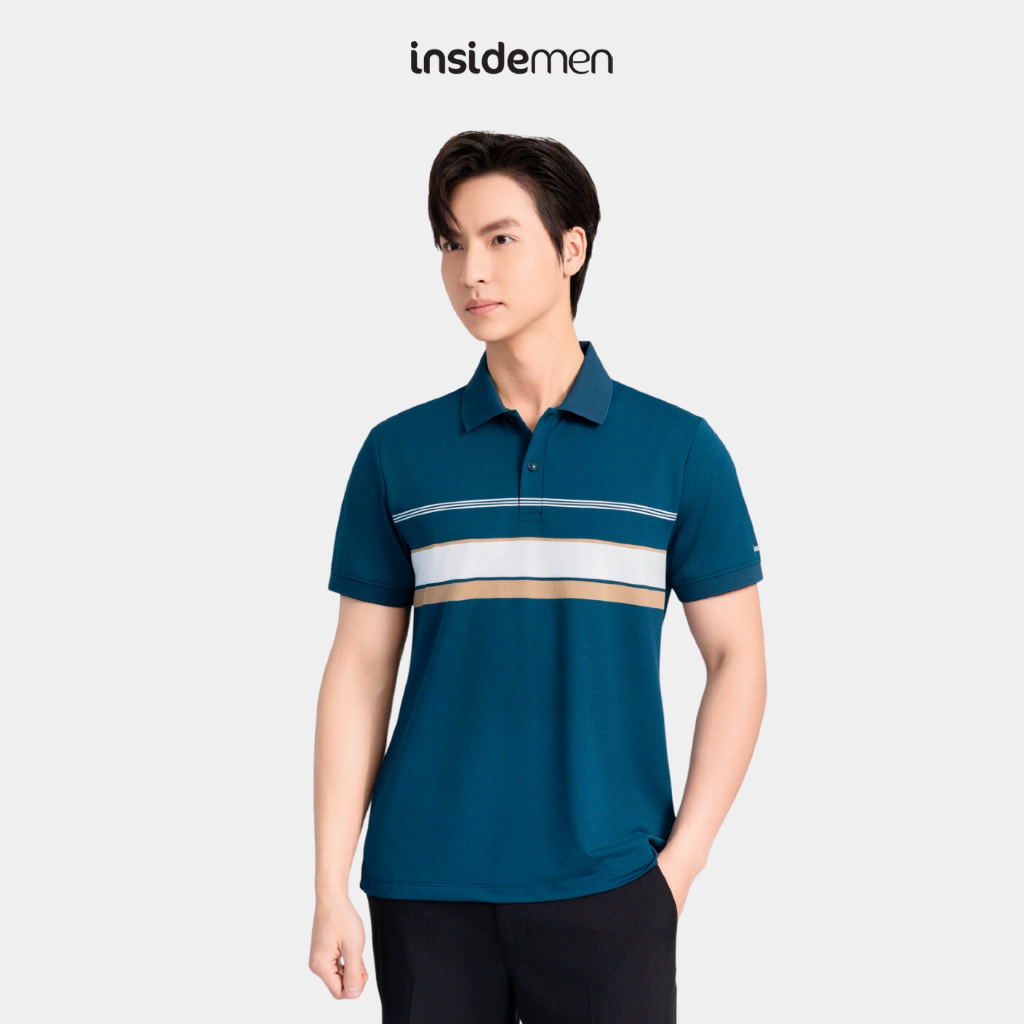 Áo Polo Nam Insidemen Dáng Regular Fit Họa Tiết Sọc Co Giãn Thoải Mái IPS019AS1