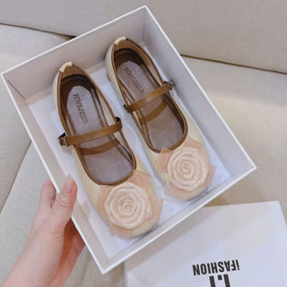 [FORM RÔNG LÙI 1 SIZE] Giày Búp Bê Hoa Hồng Nữ Đế Bệt Chất Da Lộn Phong Cách Cổ Điển Hàn Quốc L810