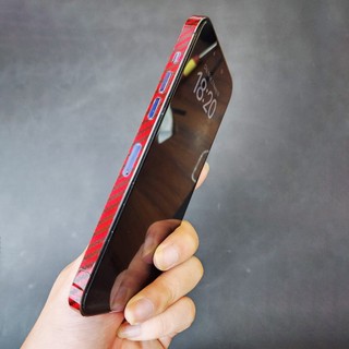 Miếng Dán Viền Và Camera iPhone Carbon 9D Đỏ Ánh Kim | Chống Trầy, PVC Dẻo Cao Cấp