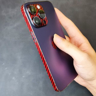 Miếng Dán Viền Và Camera iPhone Carbon 9D Đỏ Ánh Kim | Chống Trầy, PVC Dẻo Cao Cấp