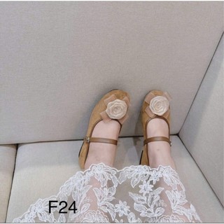 [FORM RÔNG LÙI 1 SIZE] Giày Búp Bê Nữ Đế Bệt Đính Hoa Hồng Thiết kế tiểu thư nhẹ nhàng  phong cách vintage Hàn Quốc L810