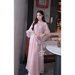 Set áo dài đính kim sa tay form rộng dnag suông kèm quần ống suông xinh xắn tiểu thư cho các nàng  - BaoTrang.clothes