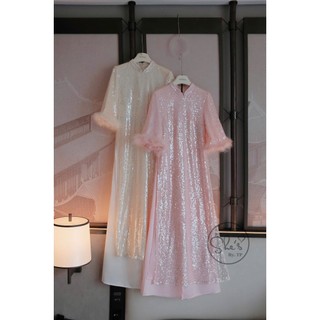 Set áo dài đính kim sa tay form rộng dnag suông kèm quần ống suông xinh xắn tiểu thư cho các nàng  - BaoTrang.clothes