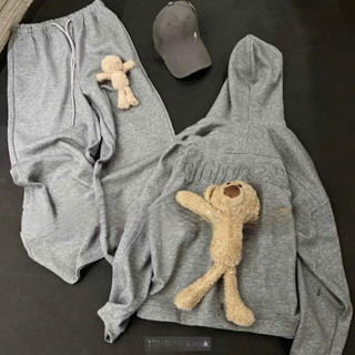 [SÉT ĐỒ THỂ THAO GẤU BÔNG] Bộ Nỉ Hoodie Nỉ Bông Kèm Gấu Teddy Dễ Thương, Đồ Bộ Nỉ Unisex Form Rộng Mặc Nhà – Đi Chơi – T