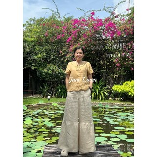 [JUNE LINEN] QD01-Quần tầng lưng tây ống 45cm, chất Linen tưng bố premium washed.