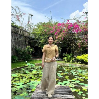 [JUNE LINEN] QD01-Quần tầng lưng tây ống 45cm, chất Linen tưng bố premium washed.