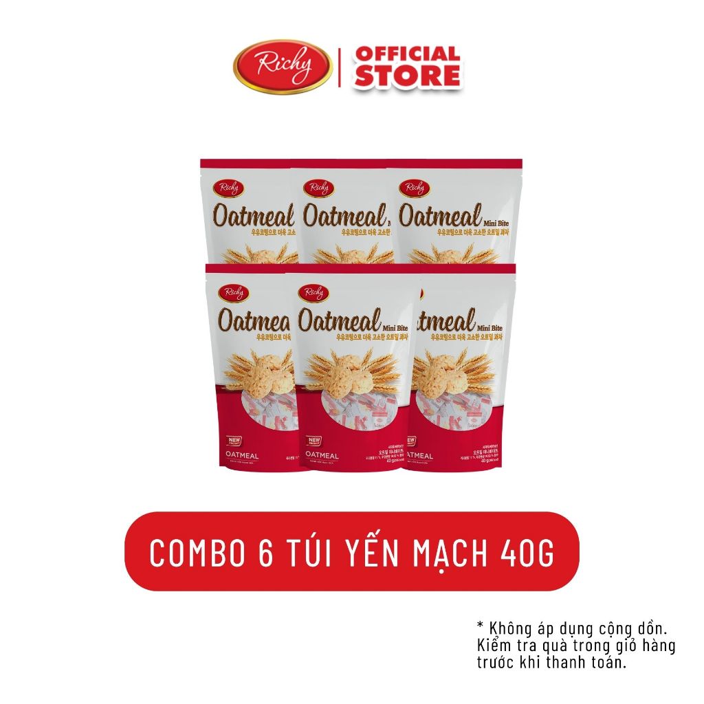 [TẶNG QUẠT MINI ĐƠN TỪ 155K] Combo 6 gói bánh yến mạch Richy vị sữa và phô mai 35g