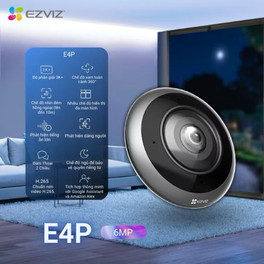 Camera Wifi Mắt Cá EZVIZ E4P 3K+ 6MP Chính Hãng - Góc Quay Toàn Cảnh ...