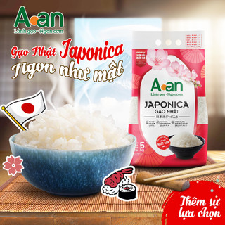 Combo 3 túi Gạo Japonica Aan túi 5kg - bao bì mới - Chính hãng Gạo sạch Aan