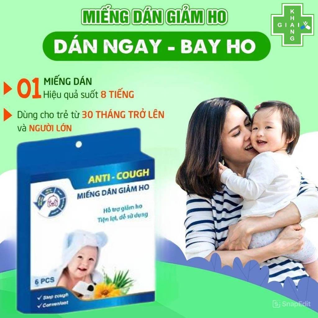 Đêm ngon giấc khi bé hết ho cùng miếng dán thảo dược Anti-Cough (Hộp 6 gói)