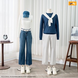 Áo thun giữ nhiệt nữ YODY cổ tròn in chữ CONFIDENT, vải mềm mịn slimfit tối giản WCLT25F023