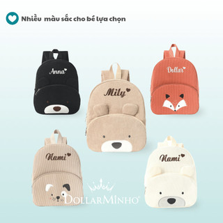Balo Thêu Tên dành cho bé từ 0 đến 5 tuổi, đựng đồ dùng, quần áo cho bé đi học, chất liệu nhung tăm