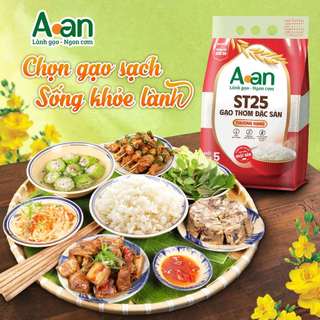 Combo 2 túi Gạo ST25 thượng hạng Aan túi 5kg - Bao bì mới - Chính hãng Gạo sạch Aan