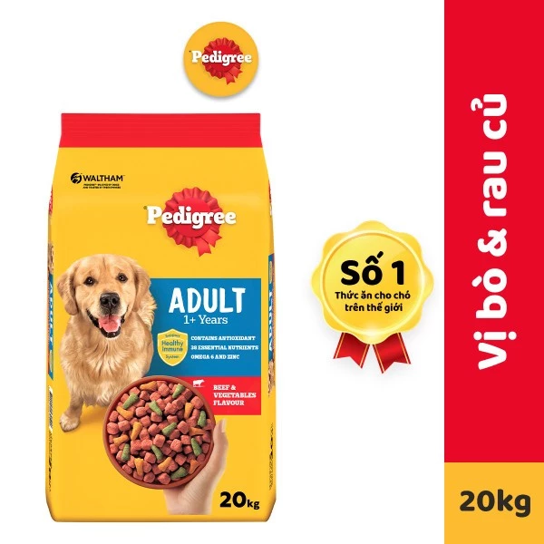 Thức Ăn Dạng Hạt Khô Cho Chó Lớn PEDIGREE Vị Bò Và Rau Củ 20kg — ảnh 1