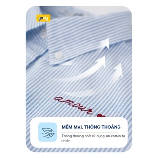 Áo sơ mi nữ YODY tay lỡ kẻ sọc vải cotton mềm mại WCSH25F220