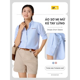 Áo sơ mi nữ YODY tay lỡ kẻ sọc vải cotton mềm mại WCSH25F220