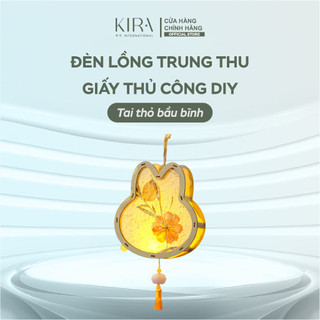 Đèn lồng trung thu giấy thủ công DIY – đèn lồng gỗ thỏ trăng hoa phong cách cổ điển cho bé