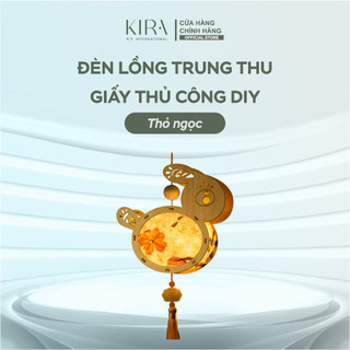 Đèn lồng trung thu giấy thủ công DIY – đèn lồng gỗ thỏ trăng hoa phong cách cổ điển cho bé