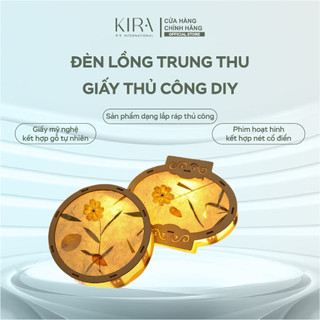 Đèn lồng trung thu giấy thủ công DIY – đèn lồng gỗ thỏ trăng hoa phong cách cổ điển cho bé