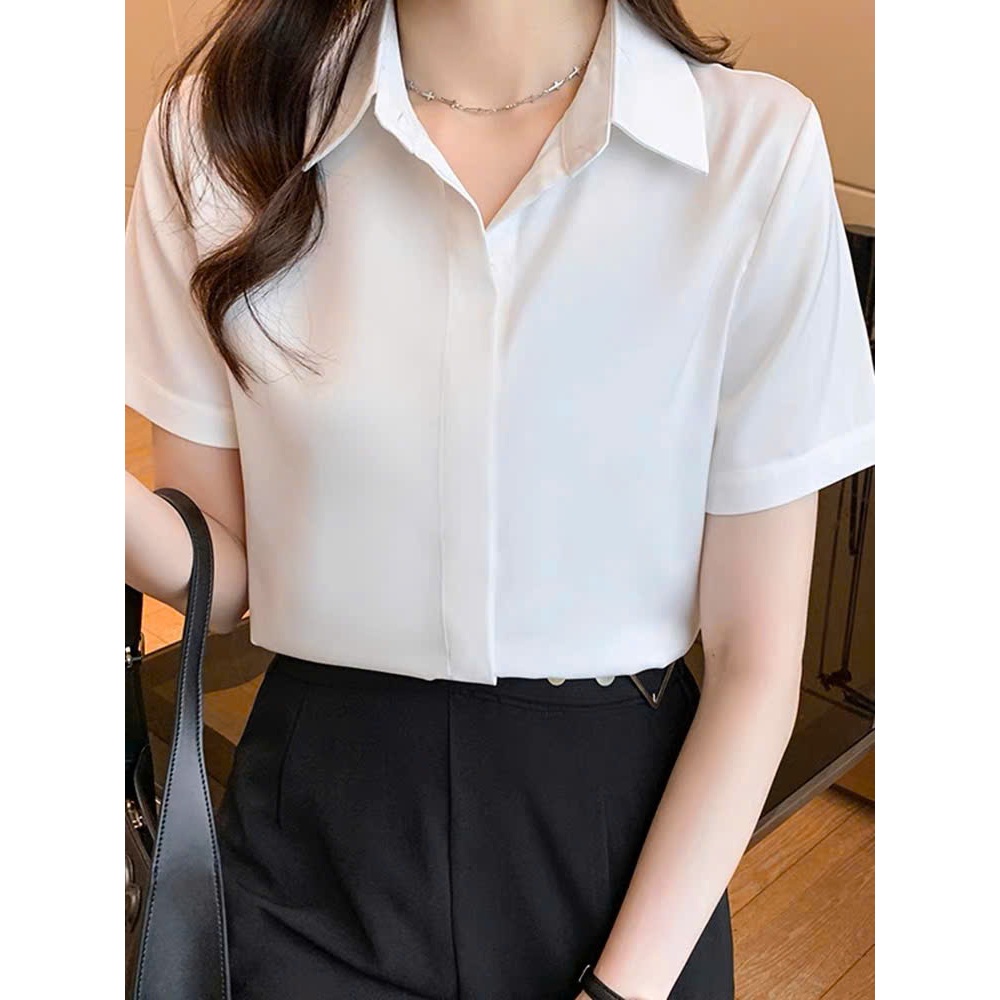 Áo Sơ Mi Trắng Tay Ngắn Nữ ATOMI, SơMi Ngắn Tay,Thời trang Công Sở, Somi Trắng Bigsize, Chất Vải Không Nhăn - CỘC XUÔNG