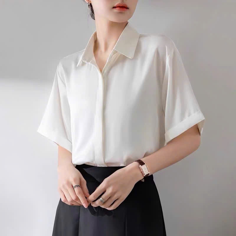 Áo Sơ Mi Trắng Tay Ngắn Nữ ATOMI, SơMi Ngắn Tay,Thời trang Công Sở, Somi Trắng Bigsize, Chất Vải Không Nhăn - CỘC XUÔNG