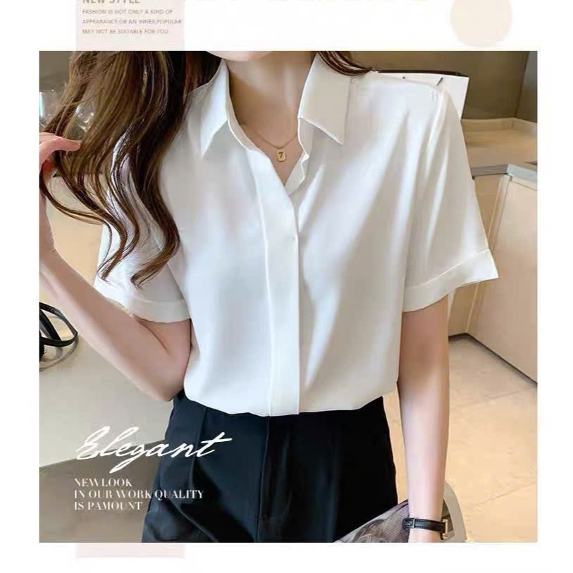 Áo Sơ Mi Trắng Tay Ngắn Nữ ATOMI, SơMi Ngắn Tay,Thời trang Công Sở, Somi Trắng Bigsize, Chất Vải Không Nhăn - CỘC XUÔNG