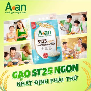 Combo 2 túi Gạo ST25 ngon túi 5kg - Thiết kế bao bì mới - Chính hãng Gạo sạch Aan