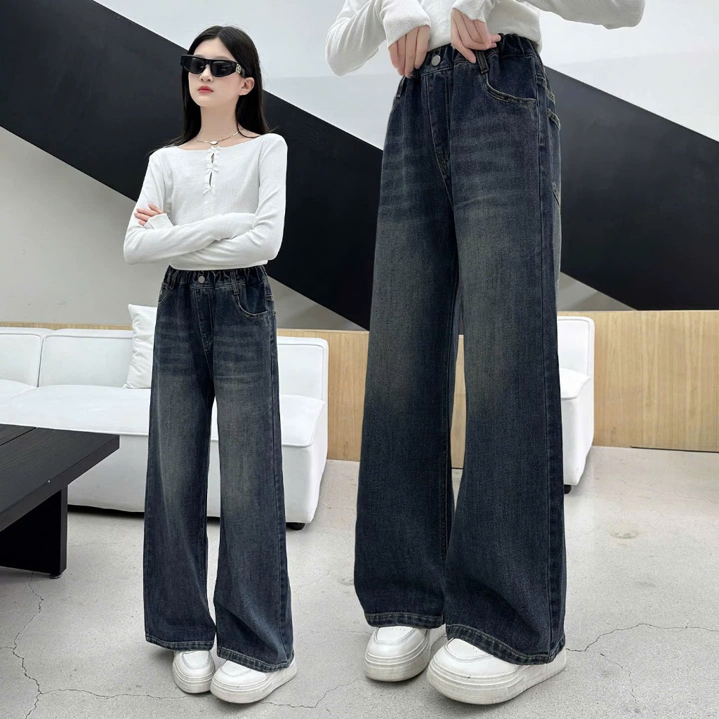 Quần jeans mài xanh than cho bé gái size đại BEESHOP KM0007