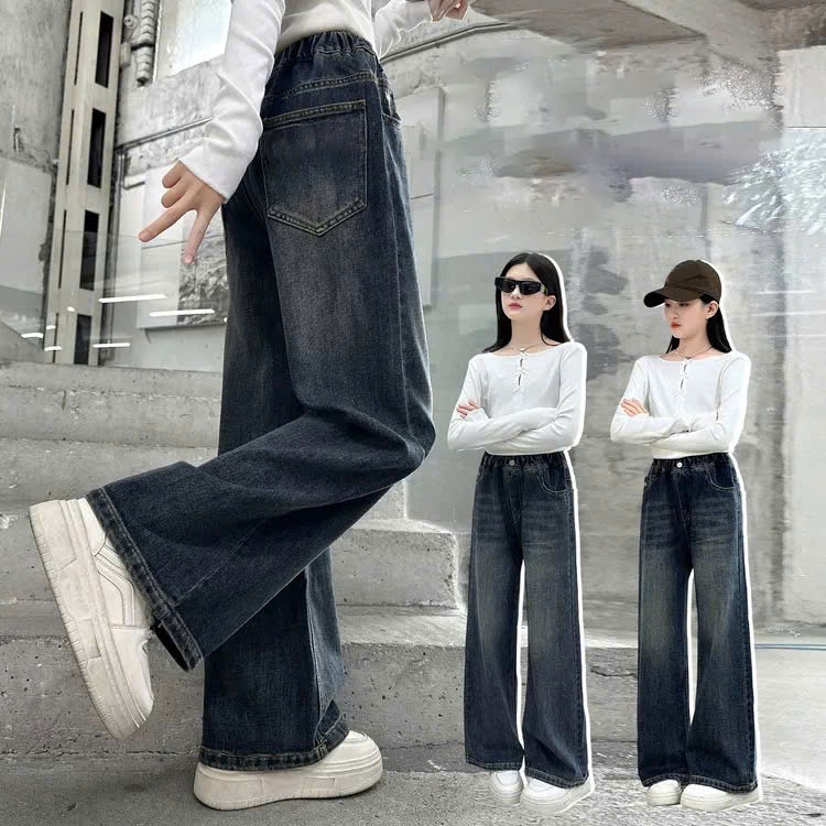Quần jeans mài xanh than cho bé gái size đại BEESHOP KM0007