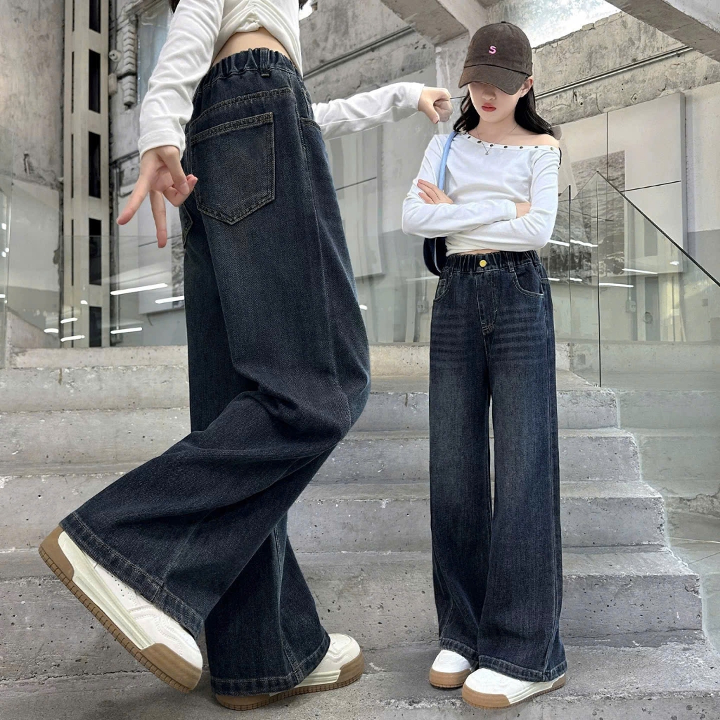 Quần jeans mài xanh than cho bé gái size đại BEESHOP KM0007