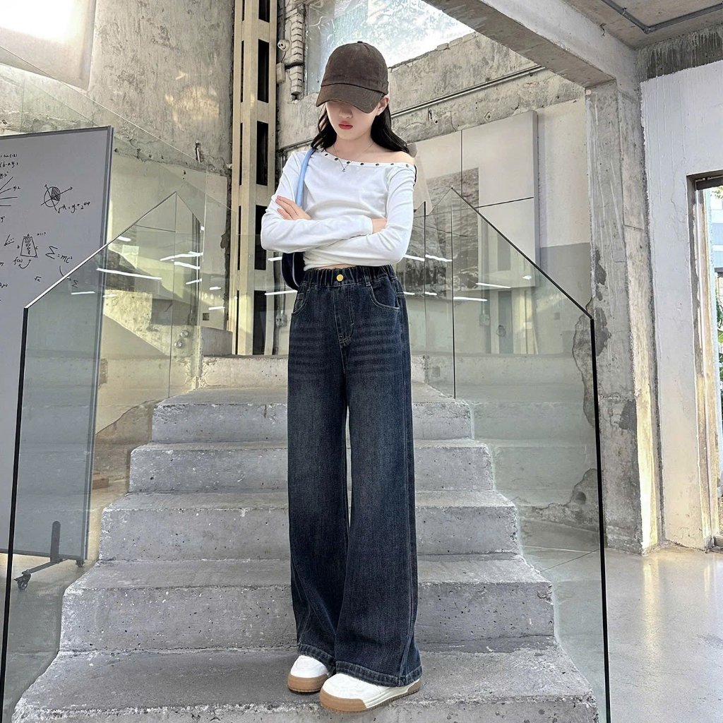 Quần jeans mài xanh than cho bé gái size đại BEESHOP KM0007