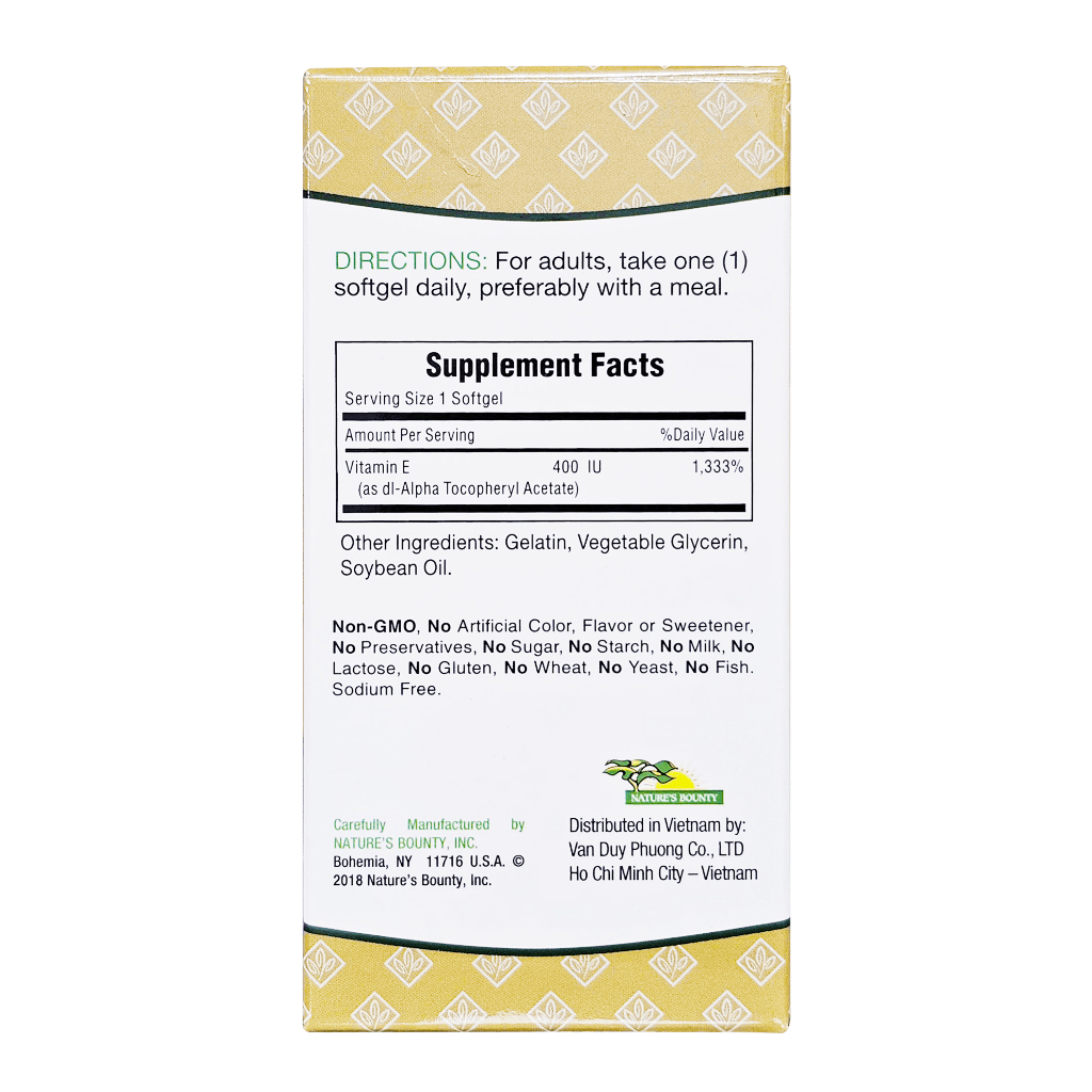 (Mỹ) Viên Uống Vitamin E Fobe Hỗ Trợ Làm Chậm Quá Trình Lão Hóa Da NN - Hộp 30v