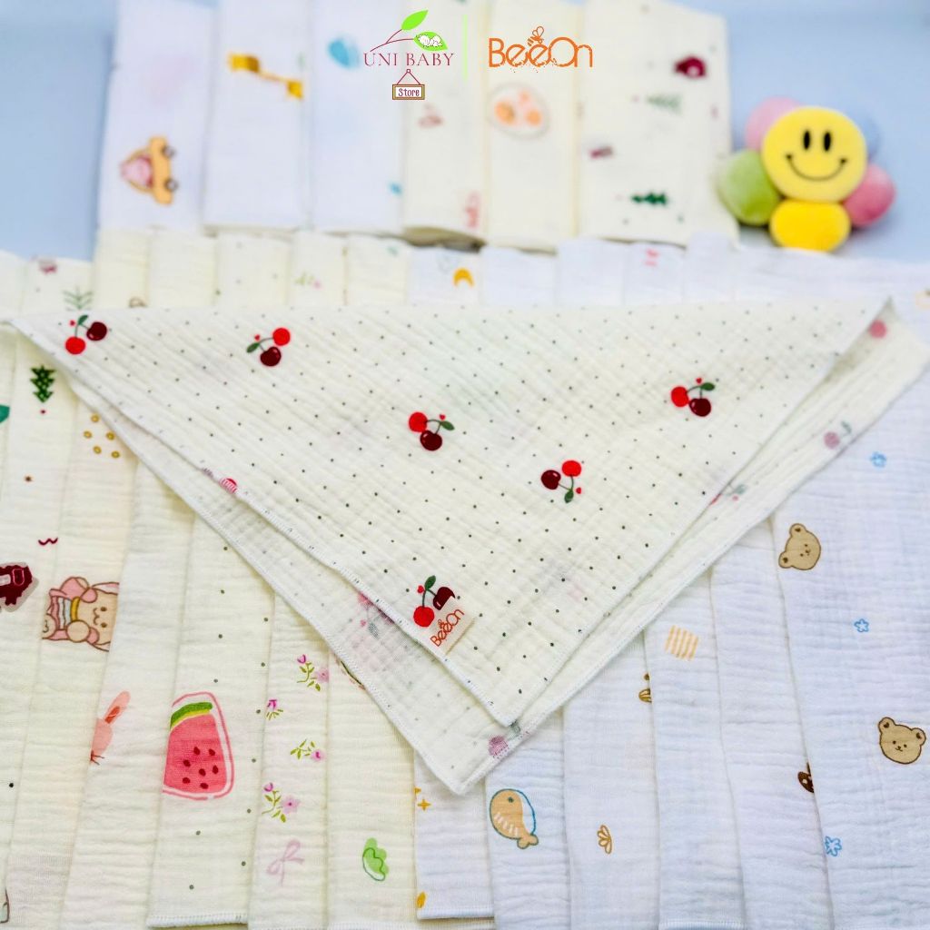 Khăn sữa cho bé BeeOn vải Muslin 2 lớp mềm mại kích thước 30x30cm dùng cho trẻ sơ sinh và trẻ nhỏ