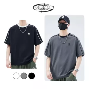 Áo Thun Nam Cổ Tròn Ngắn Tay Chất Liệu Vải Cotton Thêu Phối Màu Viền Né Thời Trang G17
