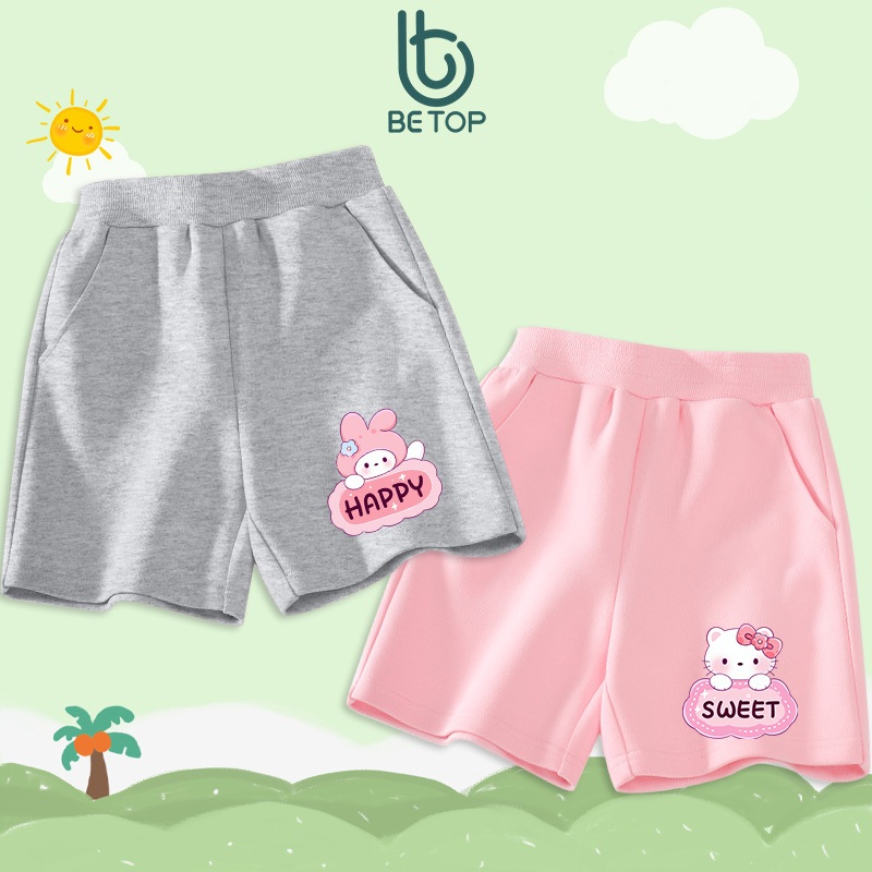 Quần Short Bé Gái BETOP, Quần Đùi Cotton Cạp Bo Cao Cấp, Mềm Mịn Thoáng Khí Cho Bé 12-45kg