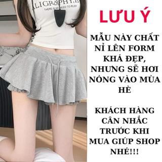 Váy ngắn nữ chất nỉ form xoè có quần bảo hộ cạp chun rút dây 3 màu VANISA CV46