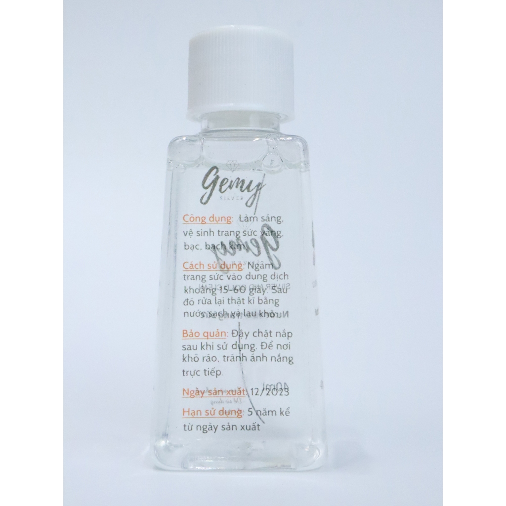 Nước rửa trang sức bạc GEMY dung dịch làm sáng bóng bạc 40ml  | GEMY SILVER NRB