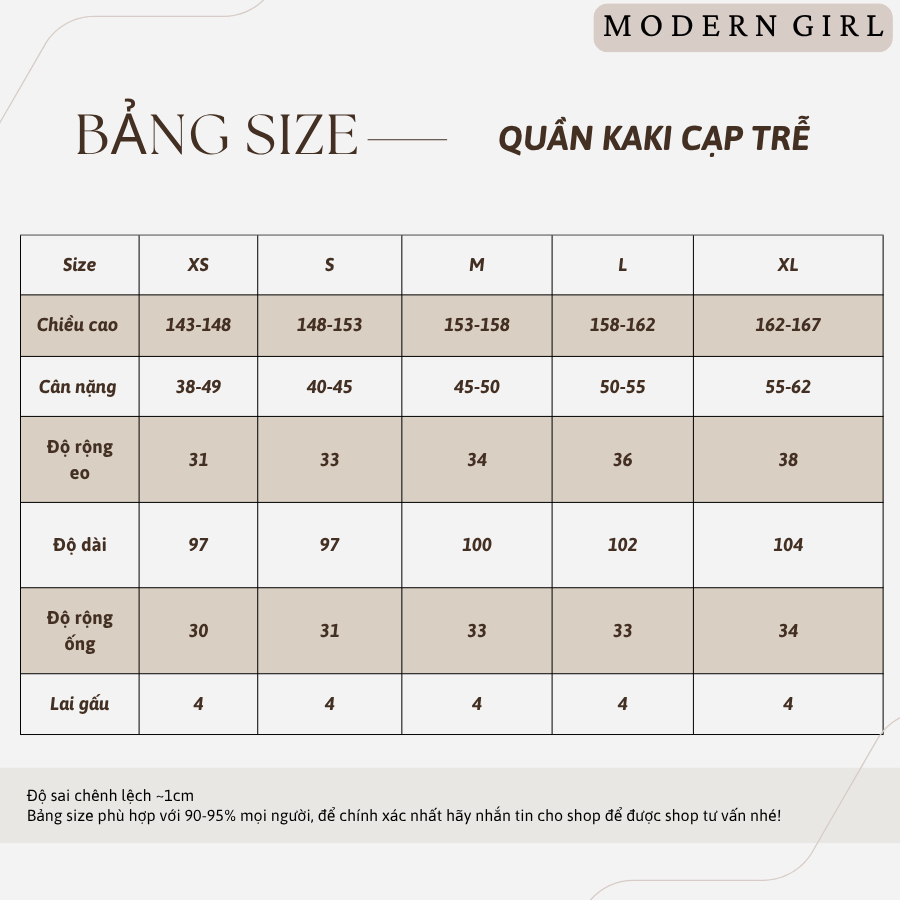 Quần Kaki Cạp Trễ Ống Rộng Basic 2 Màu Hack Dáng Phong Cách Hàn Quốc Modern Girl Hottrend 2025 | BigBuy360 - bigbuy360.vn